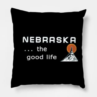 Nebraska sign - NE State Sign in black Pillow