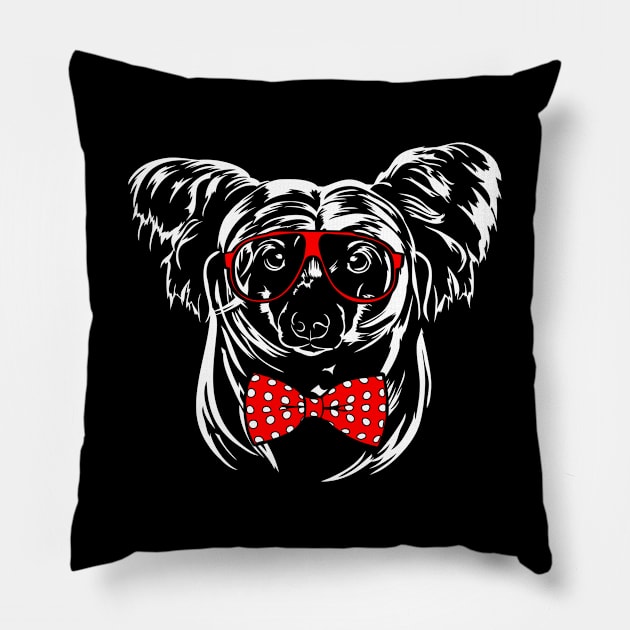 Funny Cute Chinese Crested dog portrait Pillow by wilsigns