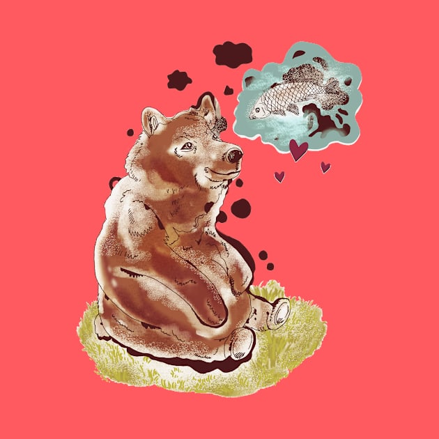 The Bear and the Salmon by minniemorrisart