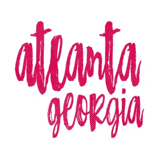 Atlanta Georgia - GA State Paint Brush Retro Red/Pink College Typography T-Shirt