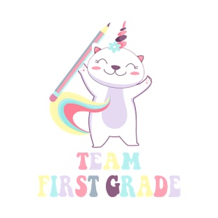 Cute Team First Grader Caticorn unicorn T-Shirt