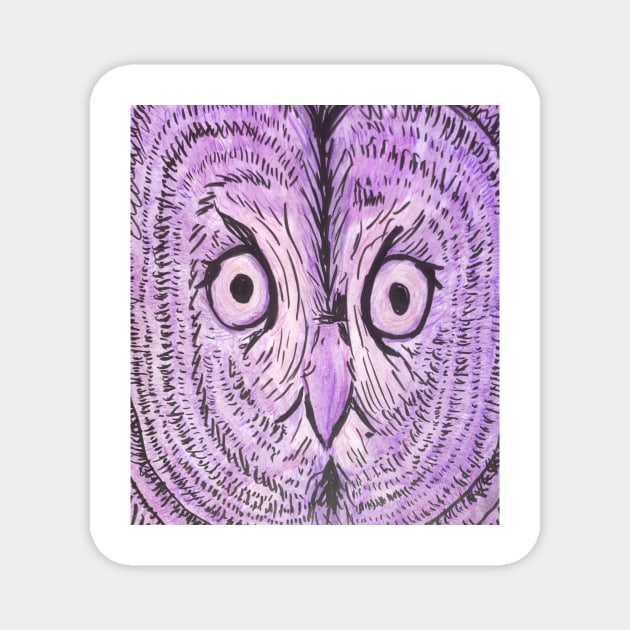 Purple Owl Face Magnet by HeartonSleeves