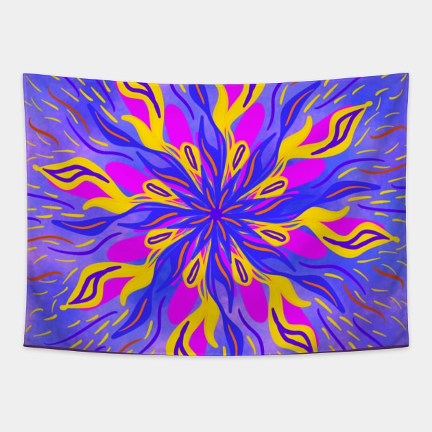 Purple hippie flower Tapestry by colors