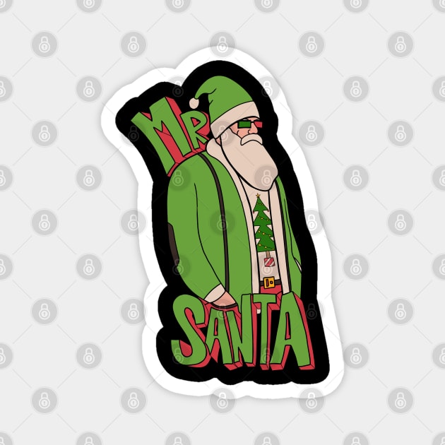 Green Mr Santa Magnet by Swadeillustrations