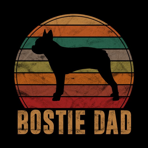 Retro Boston Terrier Dad Gift Dog Owner Pet Bostie Father by rhondamoller87