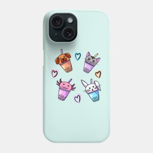 Cute Bubble Tea Animals Phone Case