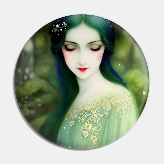 Illustration of Beautiful Lady Nature Spirt in Forest Pin by Sandy Richter Art & Designs