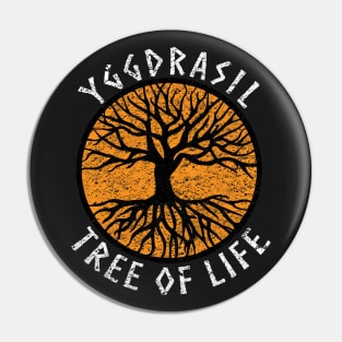 Tree of Life Yggdrasil Orange Valhalla Vikings Grunge Distressed Pin