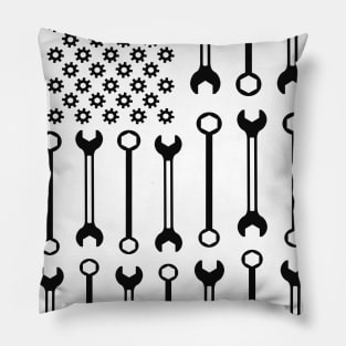 Mechanic in American Flag Pillow