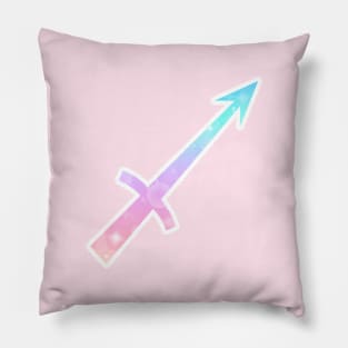 Sagittarius Zodiac Symbol in Magical Unicorn Colors Pillow