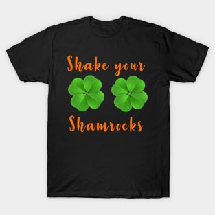 Shake Your Shamrocks T Shirt Womens Paddys St Patricks Gift Her Funny Boobs  Tee