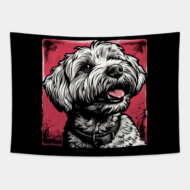 Retro Art Poodle Dog Lover Tapestry by June Sixteen