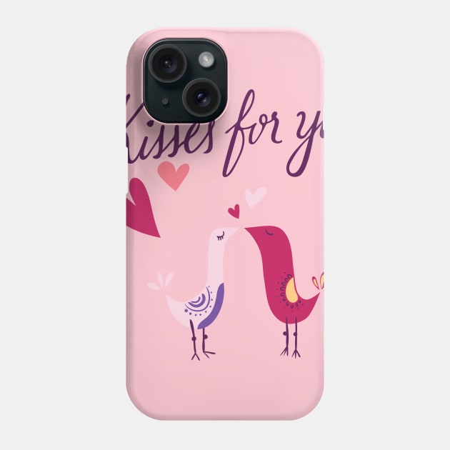 Kisses For You, Bird Love Design Phone Case by Utopia Shop