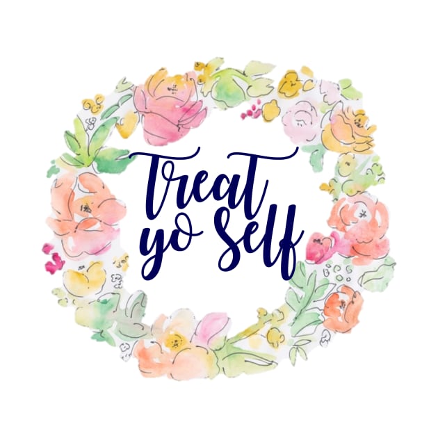 Navy Treat Yo Self Floral Wreath by annmariestowe