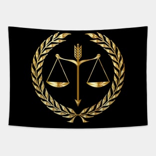 Golden Scales Of Justice Tapestry