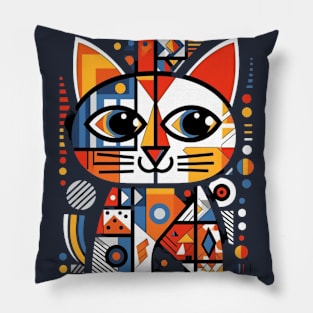 A Geometric Cat Design Pillow