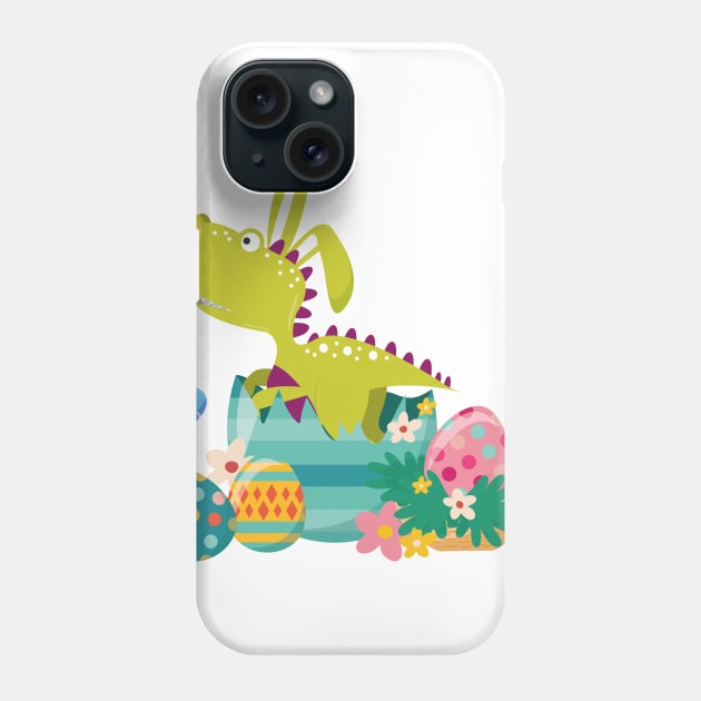 Dinosaur T-Rex Bunny Easter Egg Funny Gift For Boys Phone Case by macshoptee