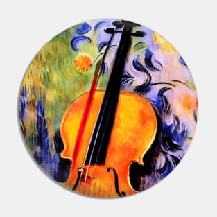 Impressionist Cello & Flowers Pin