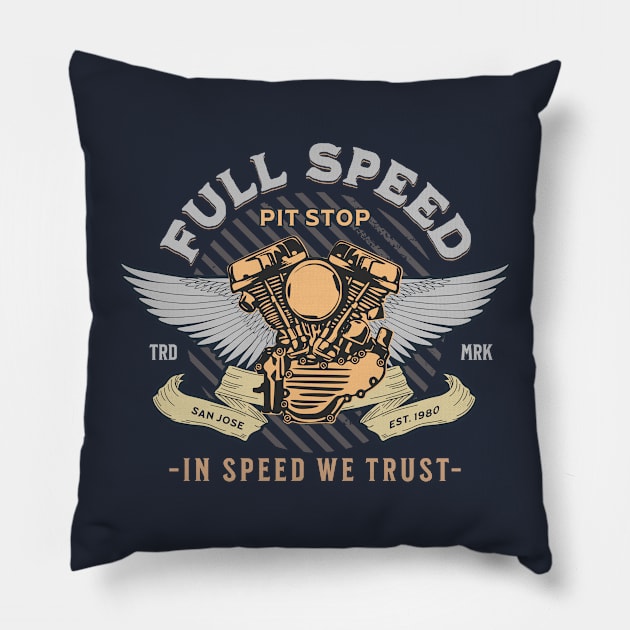 Gas Garage Full Speed Pillow by bert englefield 