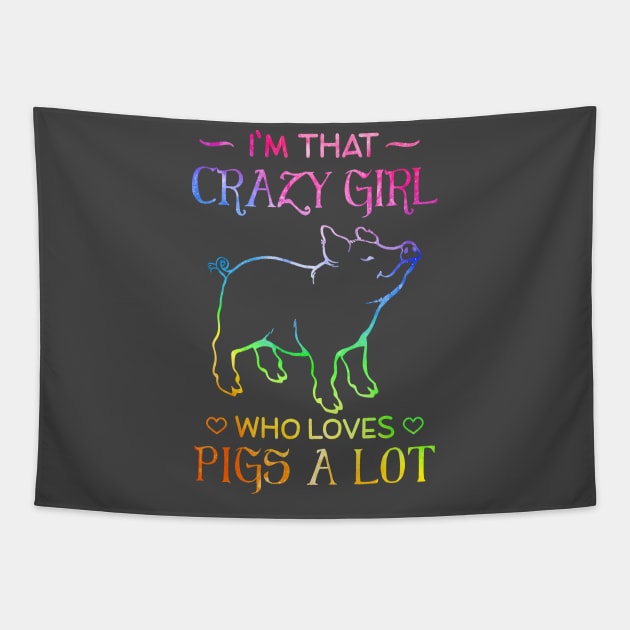 Crazy Girl Pig. Tapestry by tonydale