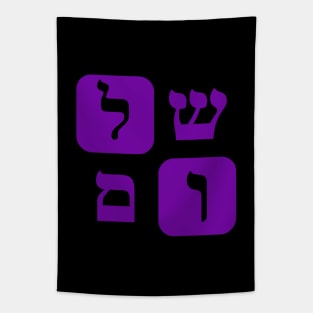 Hebrew Word for Peace Shalom Hebrew Letters Indigo Grid Tapestry