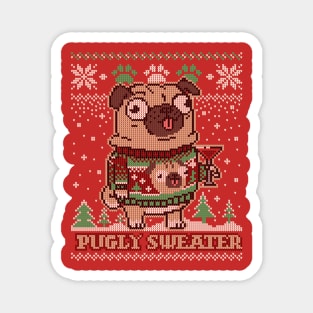 Pugly Christmas Sweater Pug T shirt Merry Pugmas Dog Lover Magnet