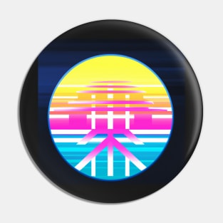 Colorful cyber abstraction circle sun Pin