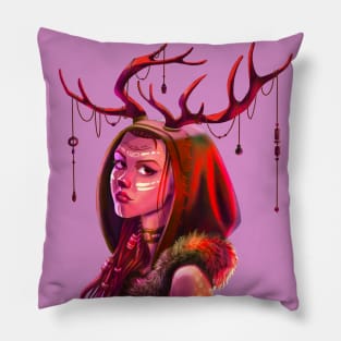 Shaman Girl Deer Pillow