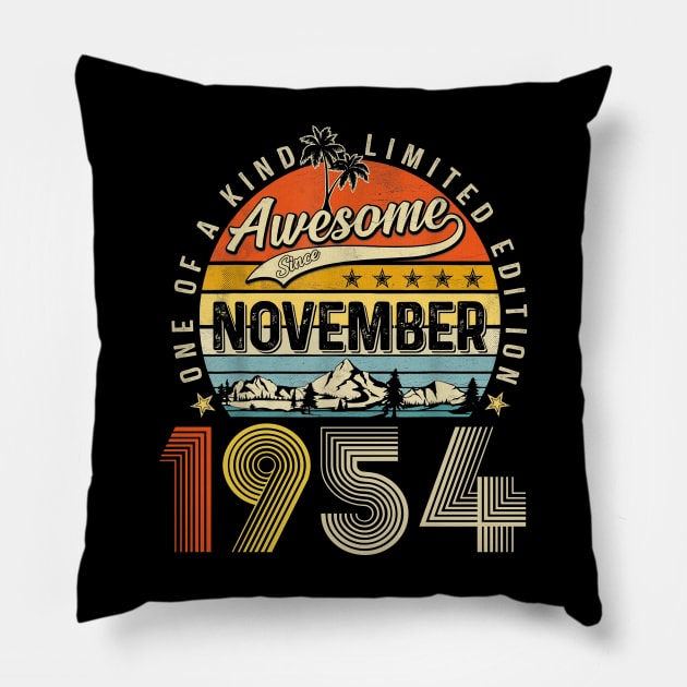 Awesome Since November 1954 Vintage 69th Birthday Pillow by Vintage White Rose Bouquets