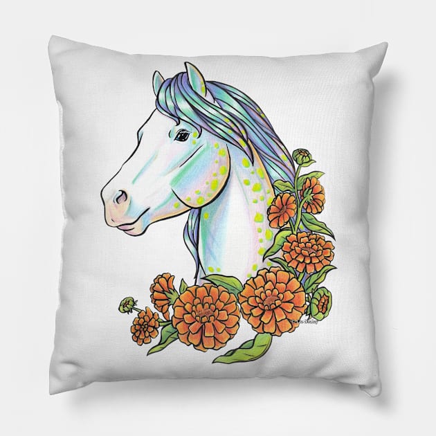 Opal Horse with Calendula Pillow by lizstaley