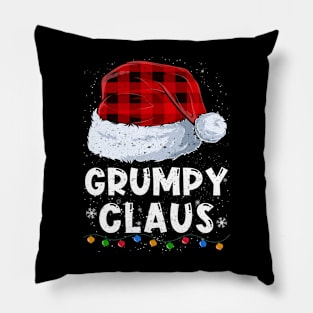 Grumpy Claus Red Plaid Christmas Santa Family Matching Pajama Pillow