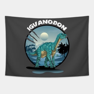 Iguanodon Dinosaur Design With Background Tapestry