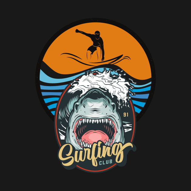 Surfing Shark Club by Diwa