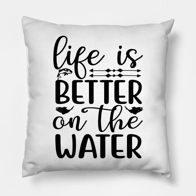Wishing I Was Fishing - Less Talk More Fishing - Gift For Fishing Lovers, Fisherman - Black And White Simple Font Pillow by Famgift