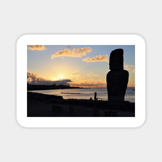 Moai in the Sunset - Rapa Nui - Easter Island Magnet by holgermader