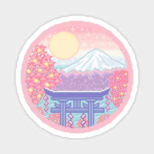 Mt Fuji Pixel Art Magnet