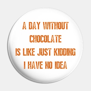 A day Without chocolate i like just kidding i have no idea Pin