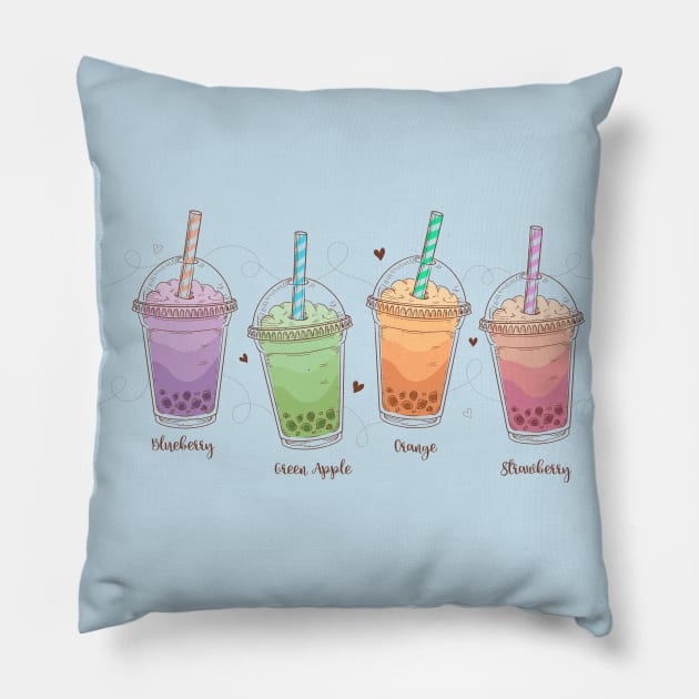 Bubble Tea Flavors Pillow by Mako Design 