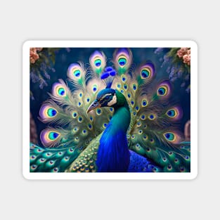 Gorgeous peacock with teal and gold plumage Magnet