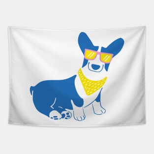 Cute corgi with pink sunglass Tapestry