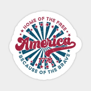 home Of The Free Because Of The Brave Retro Magnet