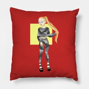 Girl with glasses Pillow