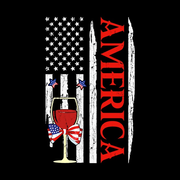 America Celebrates Wine Glass American Flag 4th of July Gift men/Women by David Darry