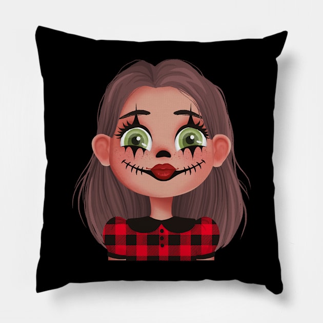 Halloween Cute Happy Girl Pillow by PicRidez