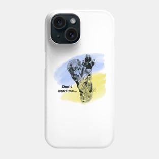 A dog with a paw up and a begging look: don't leave me! Phone Case