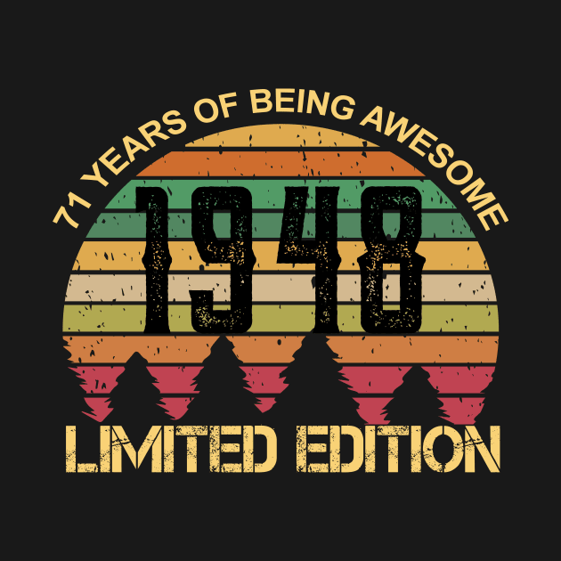 71 Years Of Being Awesome Limited Edition 71st Birthday Gift by UniqueBoutique