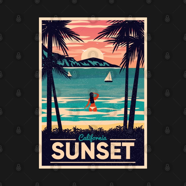 Retro California Sunset by crimsonshirt