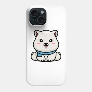 Cute baby polar bear sitting cartoon illustration Phone Case