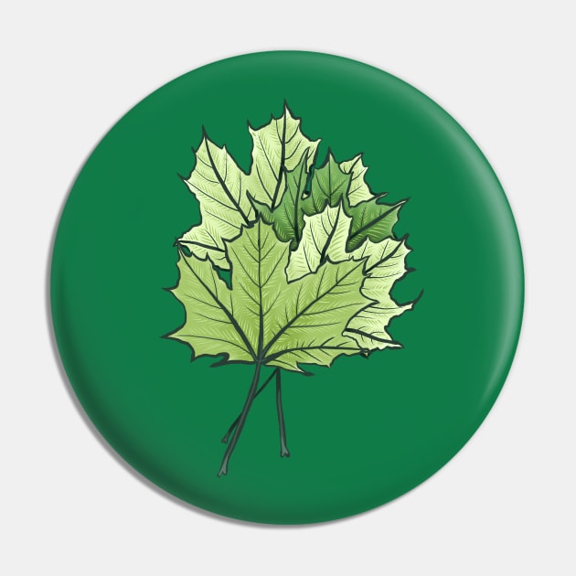 Green Maple Leaves Pin by Boriana Giormova