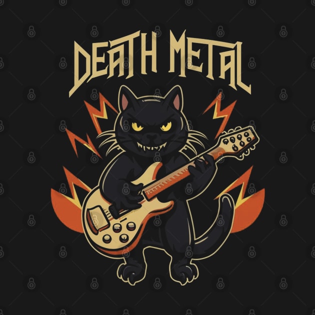 Death Metal Satanic Baphomet Cat playing guitar by Aldrvnd